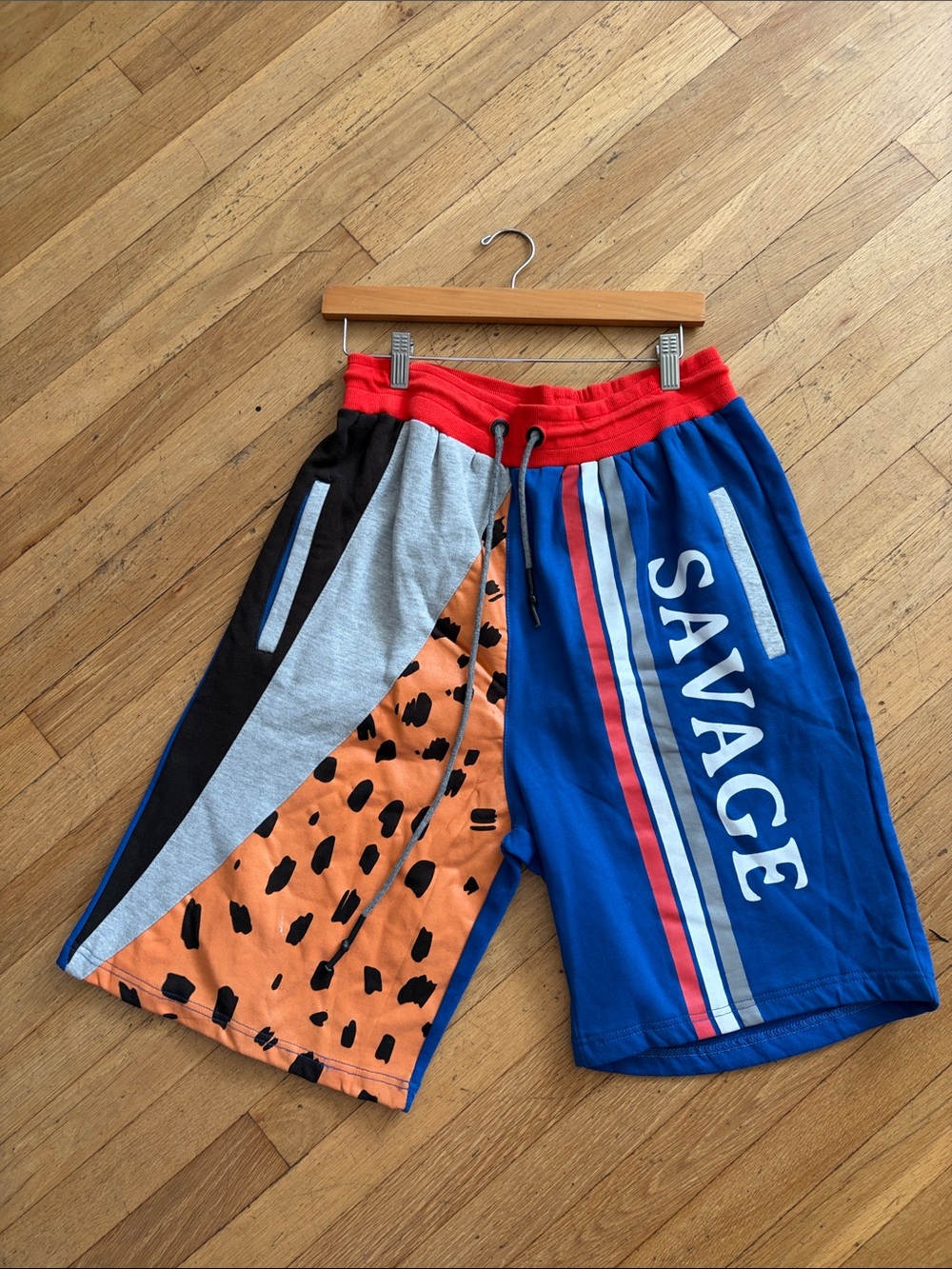Salvage Men's Colorblock Athletic Shorts - Blue/Orange/Red/Gray/Black